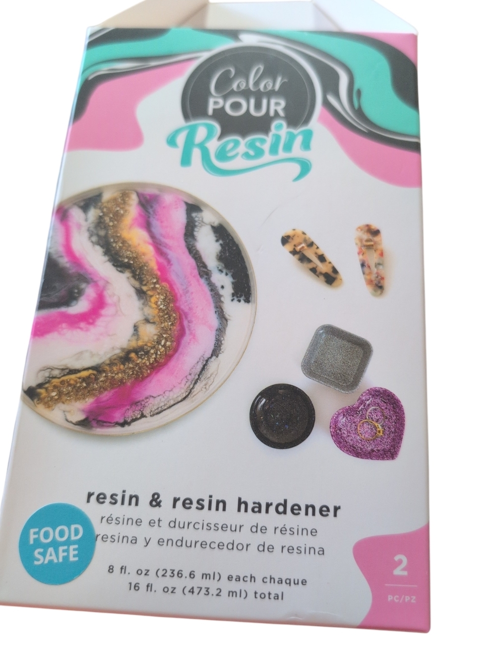 Color Pour Epoxy Resin Kit 16oz Food Safe Craft Resin & Hardener New